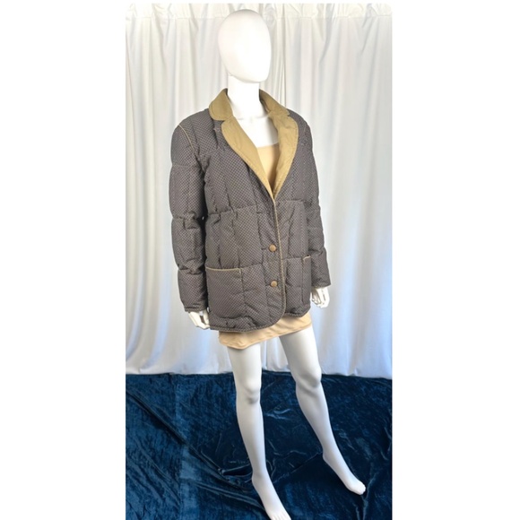Vintage ‘Bill Blass’ Down Filled Brown Check Short Puffer - Winter Coat - S/M - Picture 9 of 10